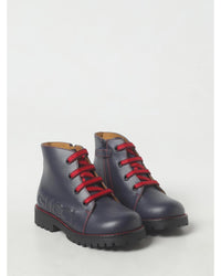 Gucci Kids Embossed Logo LaceUp Boots Blue Shoes