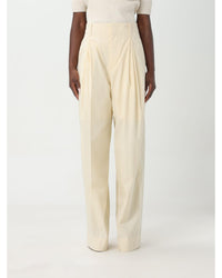 Bottega Veneta Pleated WideLeg Cotton Pants Women Beige 10 Beige