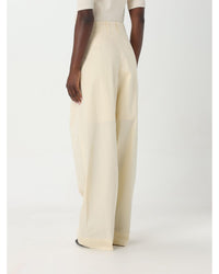 Bottega Veneta Pleated WideLeg Cotton Pants Women Beige