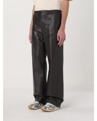 Bottega Veneta Leather Trousers Wide Leg Relaxed Fit Men Brown Pants