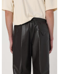 Bottega Veneta Leather Trousers Wide Leg Relaxed Fit Men Brown Pants