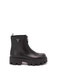 Prada Women Leather Zipper Booties