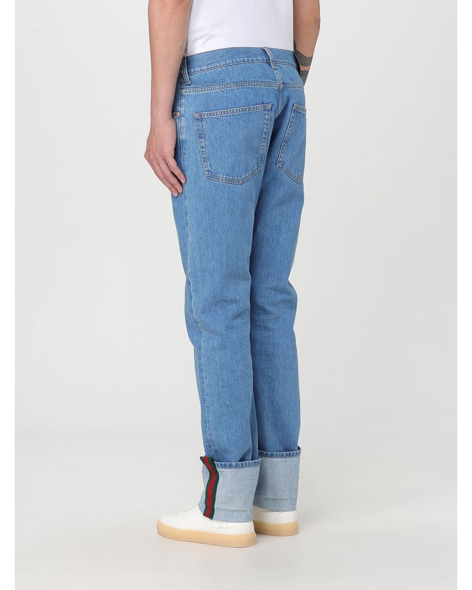 Gucci Straight Leg Jeans with Cuffs Men Blue – Bluefly