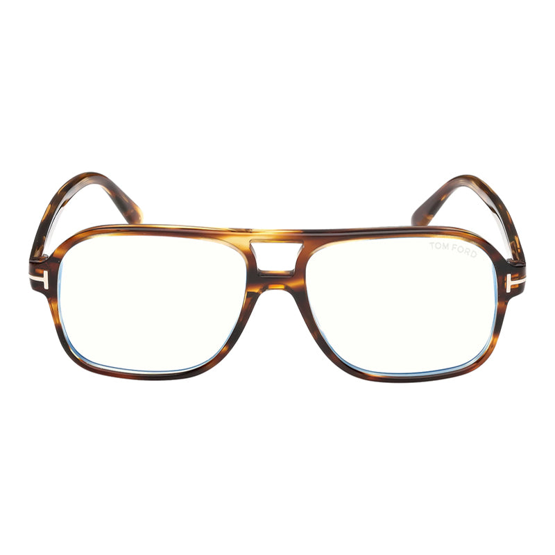Tom Ford Tom Ford Eyeglasses Aviator Full Rim, Coloured Havana Frame and Clear/Blue-Light Block Lenses Lens FT6058-B055
