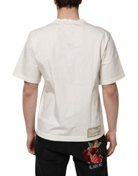 Dolce & Gabbana White Love Peace Cotton Men Crew Neck Men's T-shirt