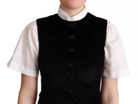 Dolce & Gabbana Dolce & Gabbana Black Brown Leopard Print Waistcoat Women's Vest