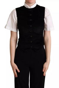 Dolce & Gabbana Dolce & Gabbana Black Brown Leopard Print Waistcoat Women's Vest