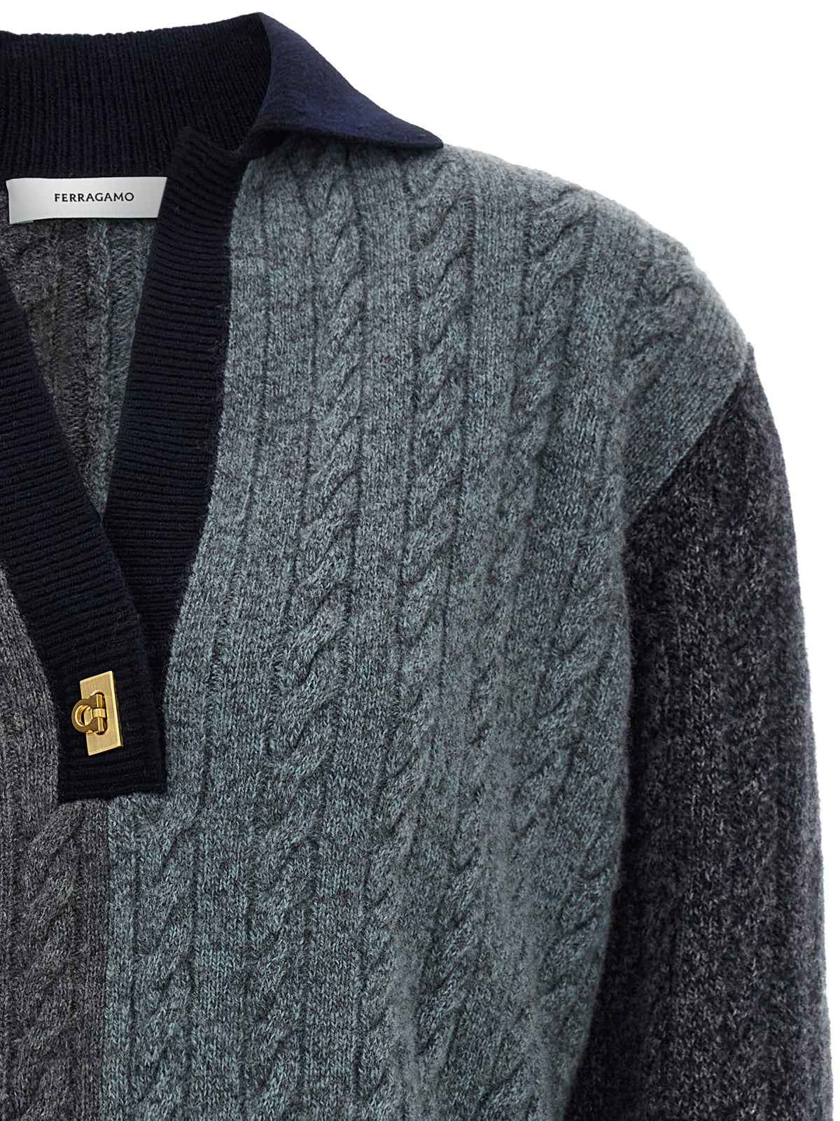Ferragamo Women Color Block Braid Sweater