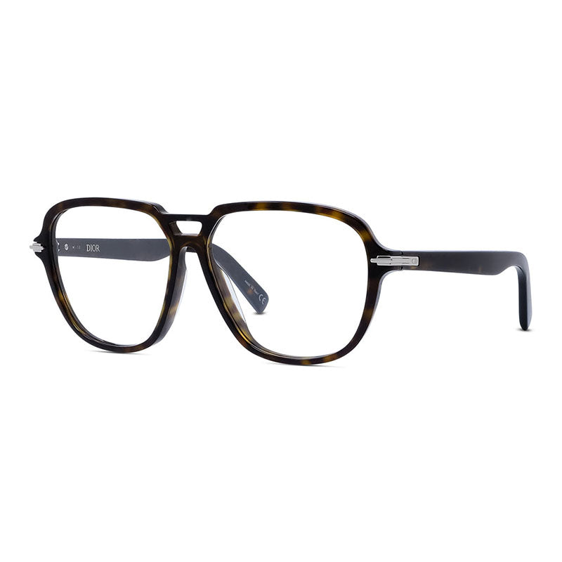 Dior Eyeglasses Aviator Full Rim, Shiny Havana Frame and Clear Demo Lens Lens DIORBLACKSUITOAI2000