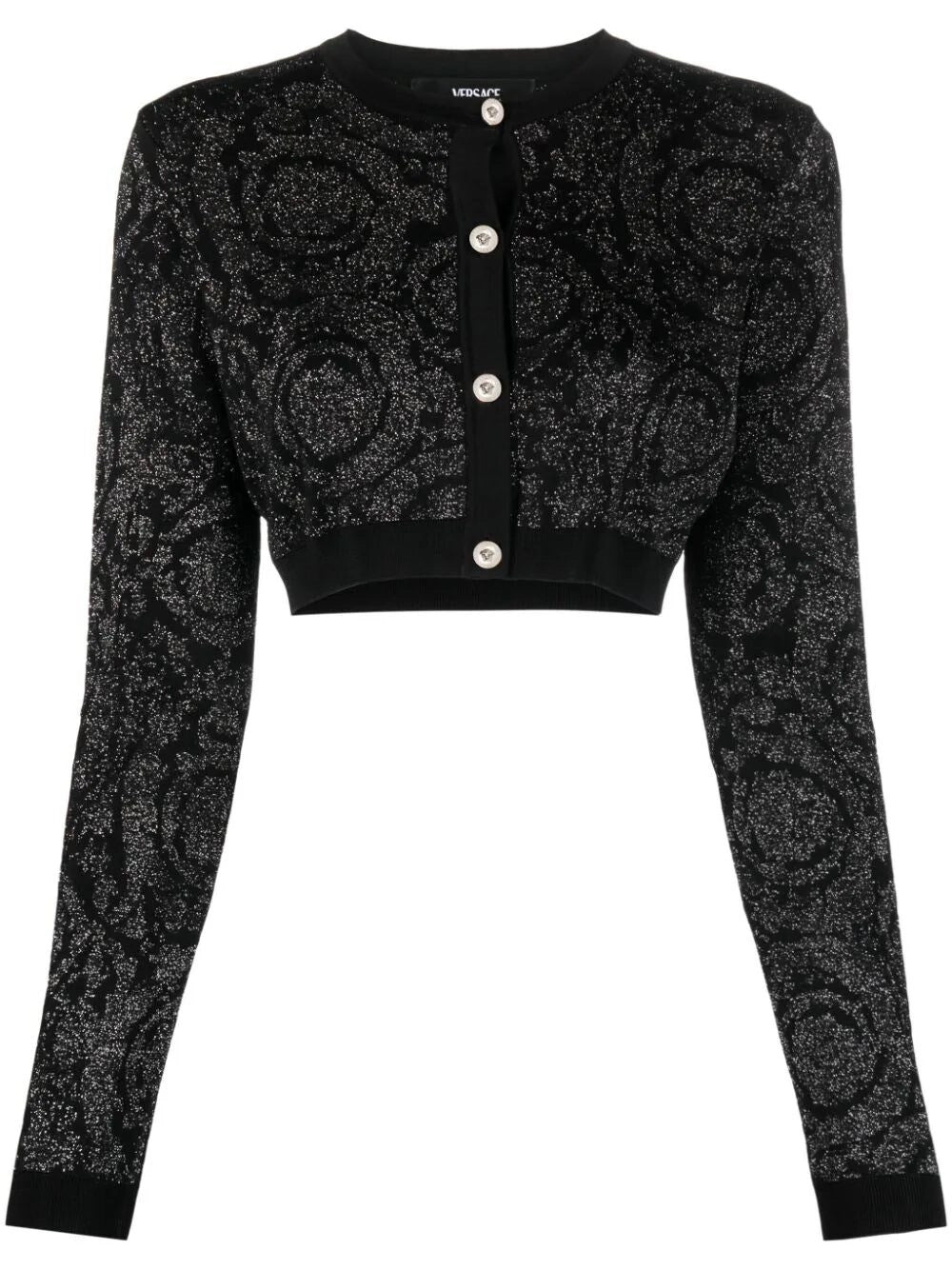 Versace Women `Barocco Texture` Knit Cropped Cardigan