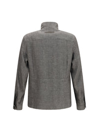 Zegna Men High-Collar Shirt Jacket