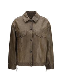 Golden Goose Women Babete Leather Jacket With Embossed Details