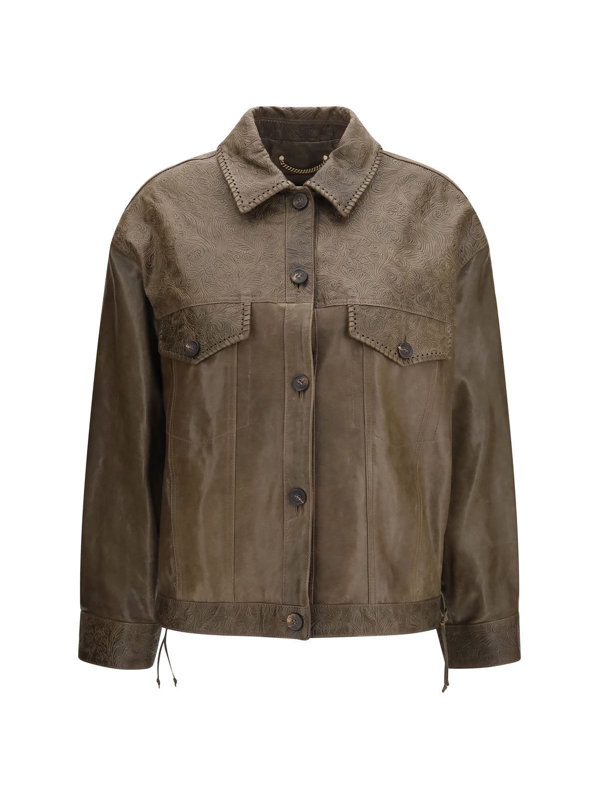 Golden Goose Women Babete Leather Jacket With Embossed Details