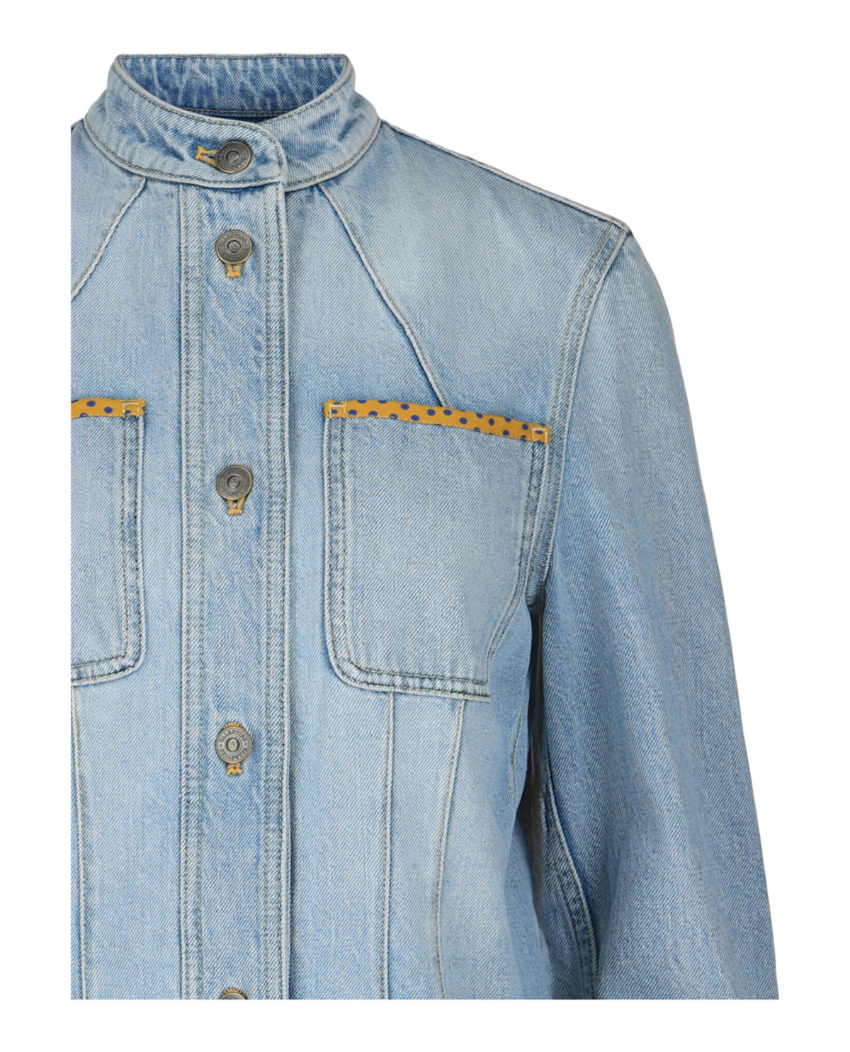 Valentino Valentino Womens Embroidered Trimmed Denim Jacket