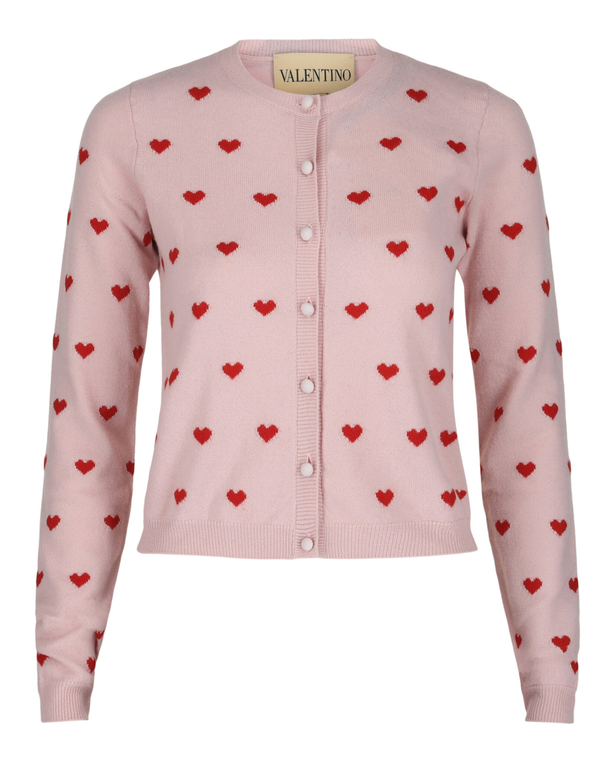 Valentino Valentino Womens Heart Print Virgin Wool Cardigan