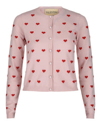 Valentino Valentino Womens Heart Print Virgin Wool Cardigan
