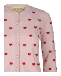 Valentino Valentino Womens Heart Print Virgin Wool Cardigan