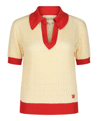 Valentino Valentino Womens Pointelle-Knit Polo Shirt