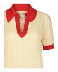 Valentino Valentino Womens Pointelle-Knit Polo Shirt