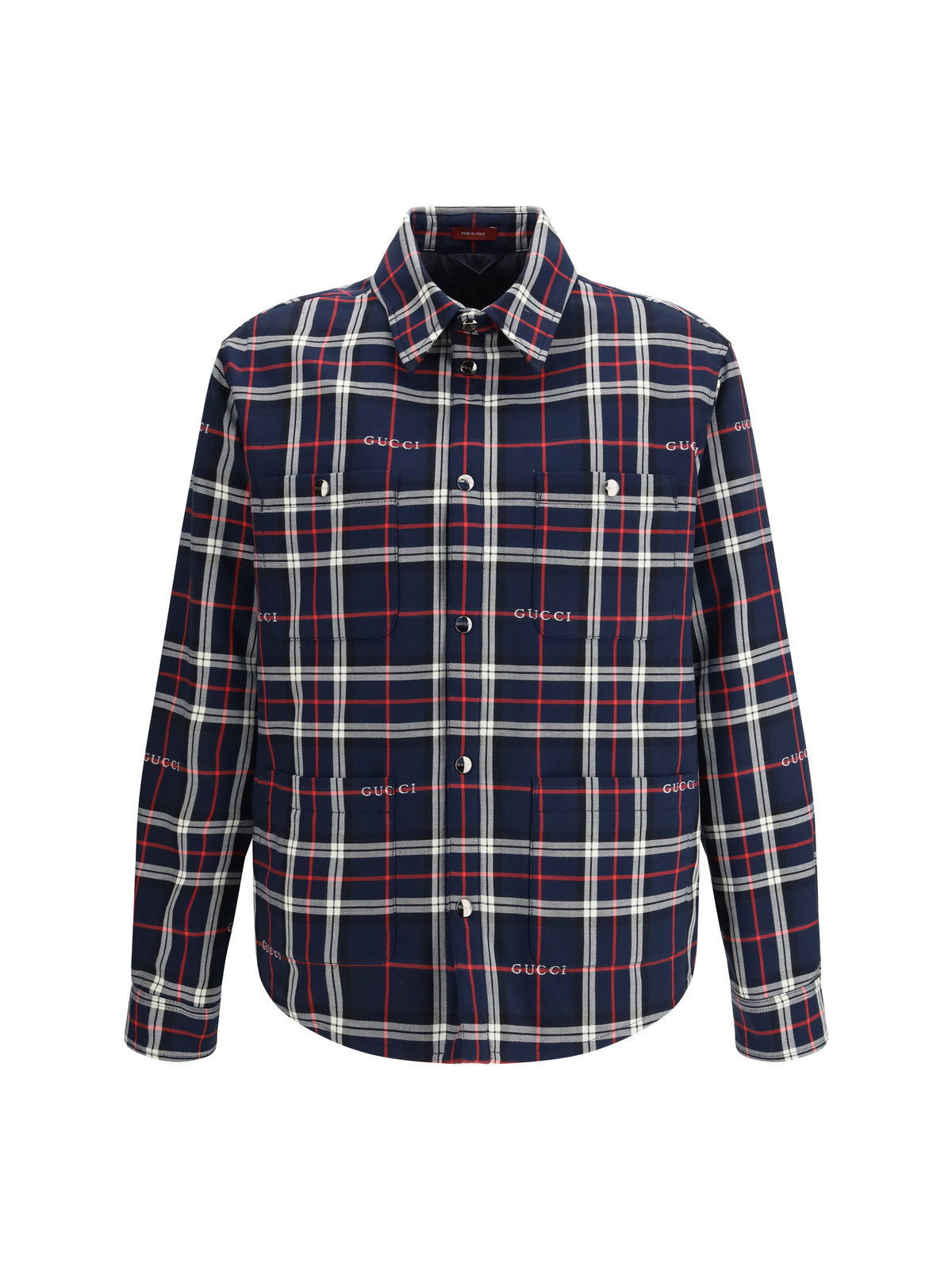 GUCCI Gucci Men Padded Tartan Cotton Jacquard Shirt