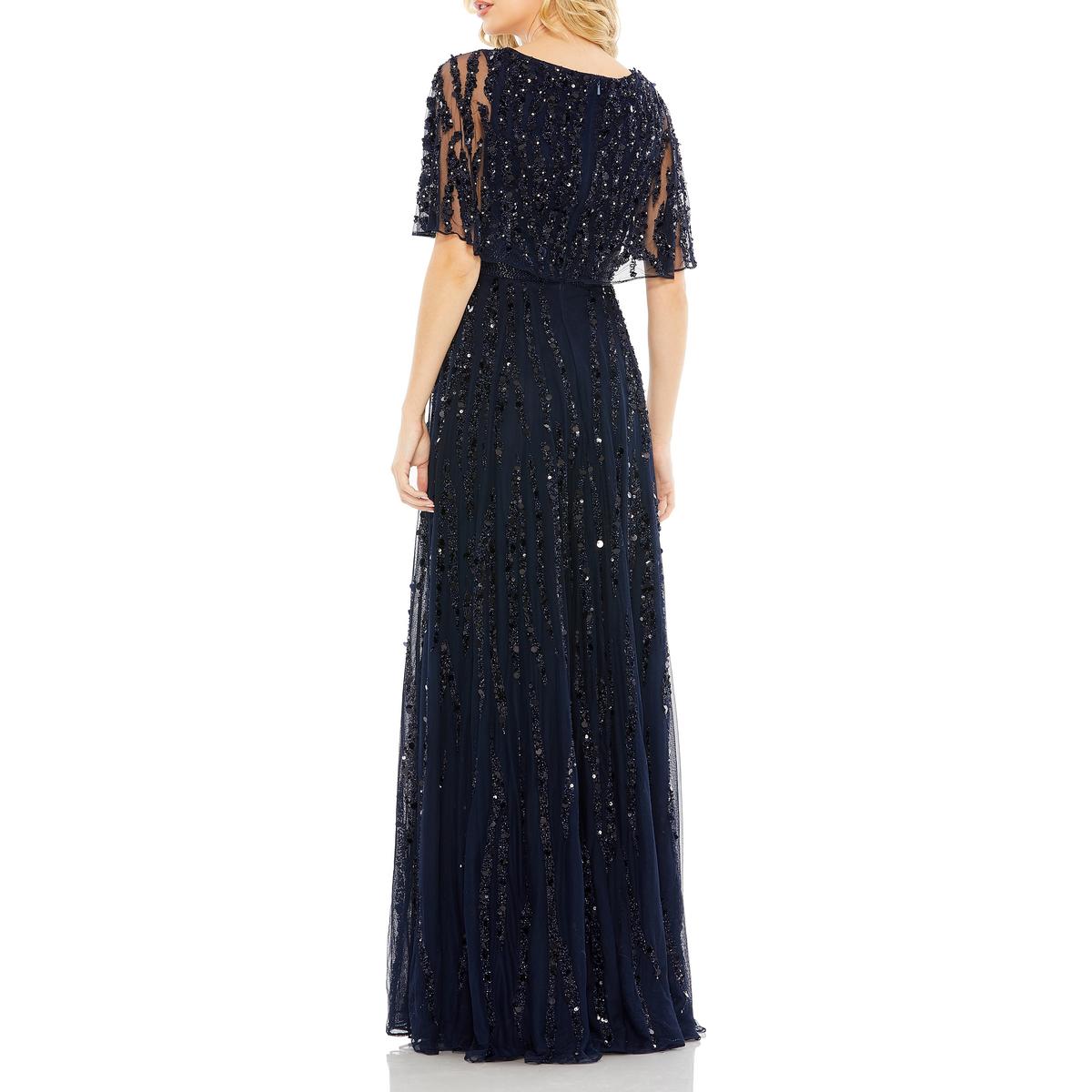 Womens Embellished lllusion Evening Dress