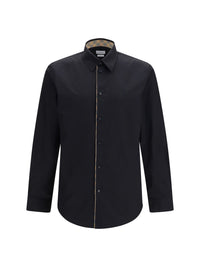 Burberry Men Cotton Shirt With Check Trims