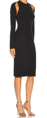 Tom Ford Black Wool Blend Shoulder Panel Sweater Dress