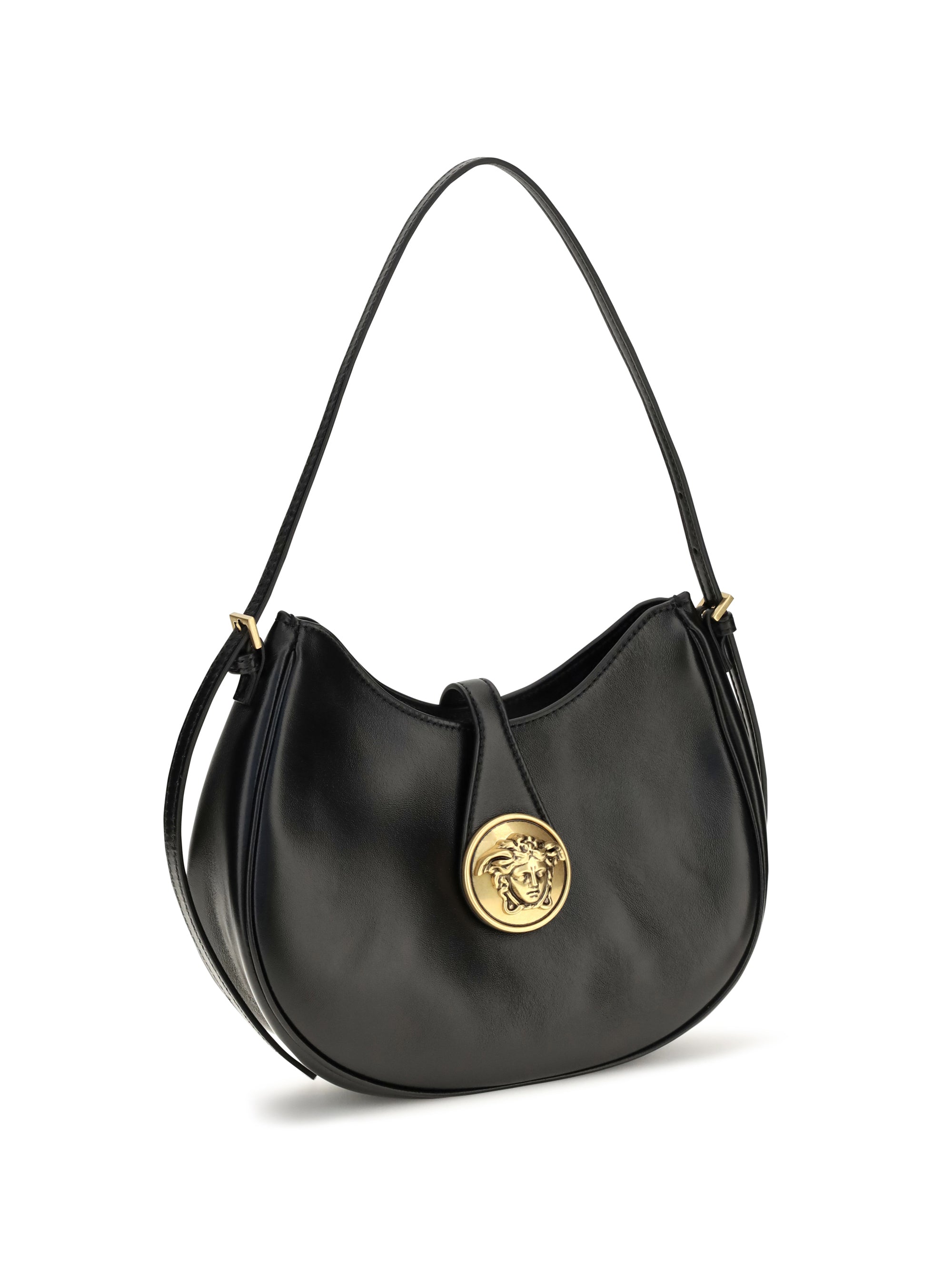 VERSACE Versace Women Small Emblème Hobo Lambskin Shoulder Bag