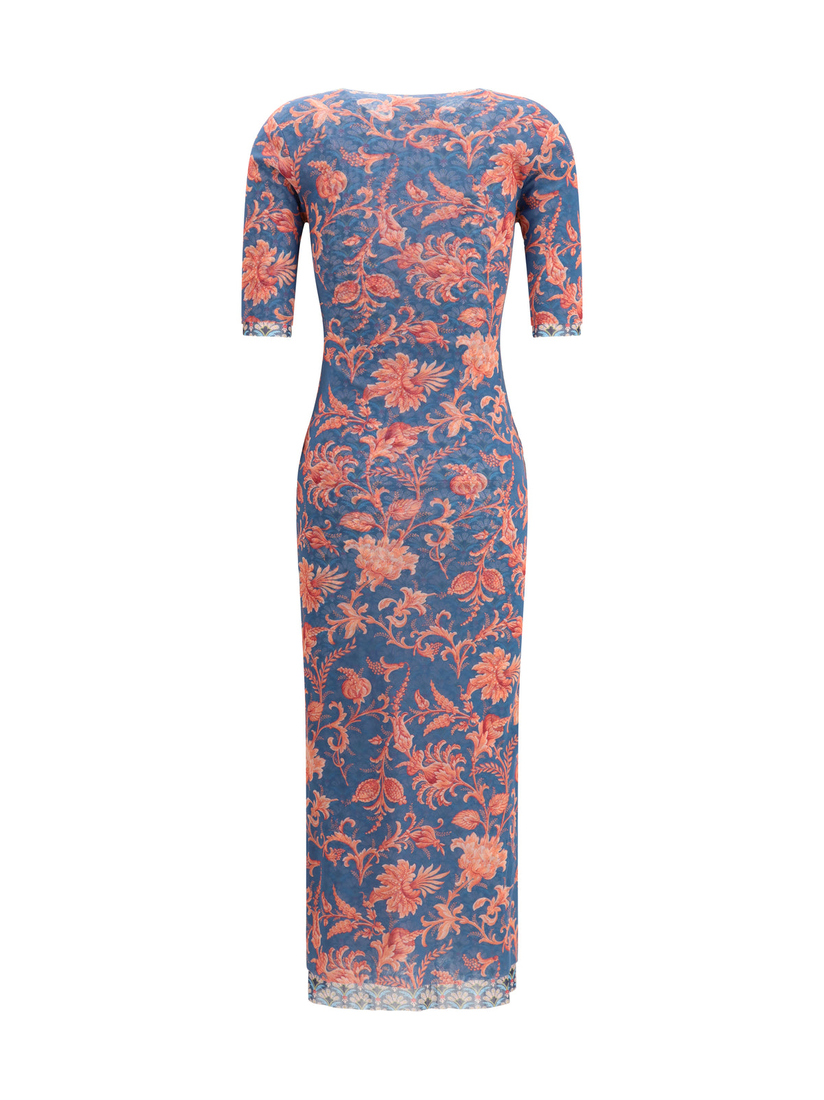 Etro Women Stretch Tulle Midi Dress With Floral Motif