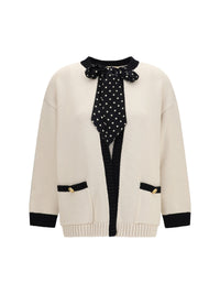 Valentino Women Open Polka-Dot Bow Cardigan