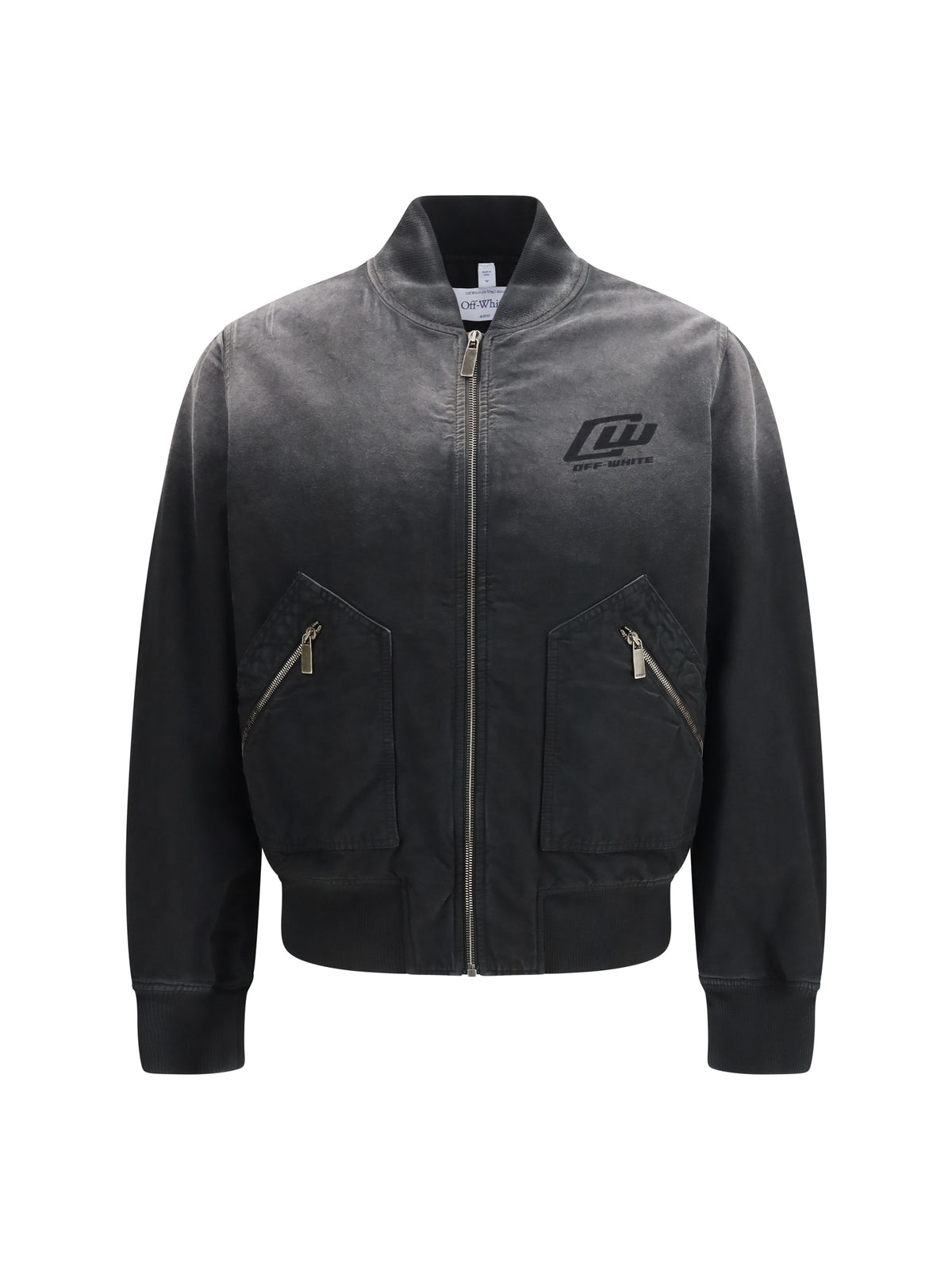 Off-White Men Washed Denim Bomber Jacket