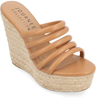 CYNTHIE Womens Comfort Insole Faux Leather Wedge Sandals