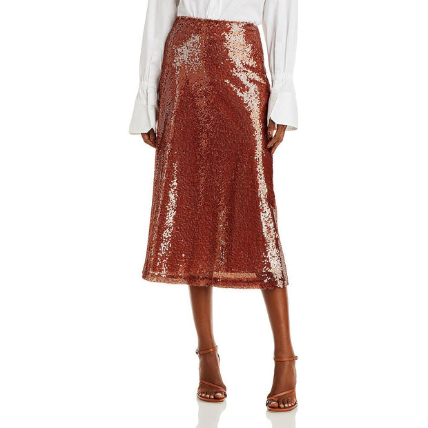 Reese Womens Sequined Calf Midi Skirt