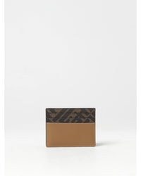 Fendi Card Holder Leather Wallet Men Beige