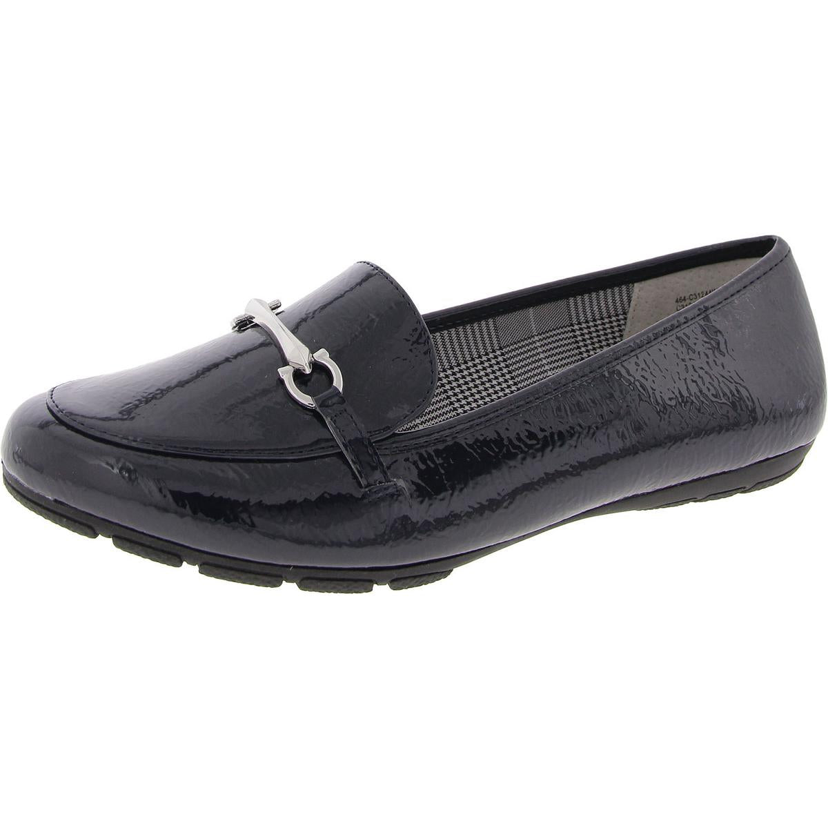 Womens Embellished Manmade Loafers 8 Wide Navy Patent