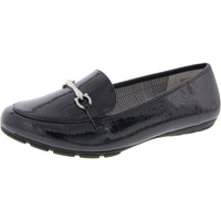Womens Embellished Manmade Loafers 8 Wide Navy Patent
