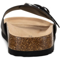Elisaa Womens Faux Leather Footbed Slide Sandals