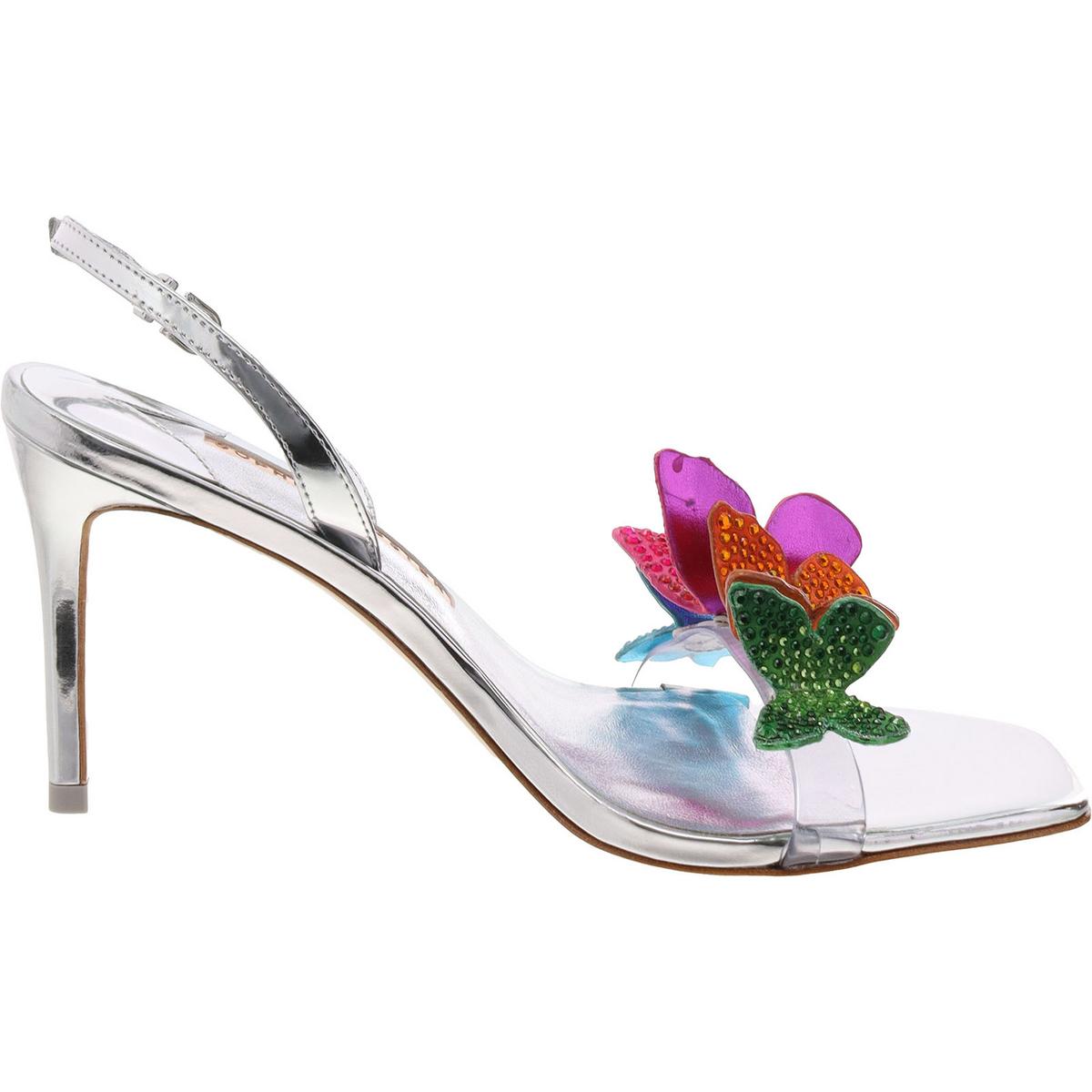 Vanessa Womens Leather Embellished Slingback Sandals