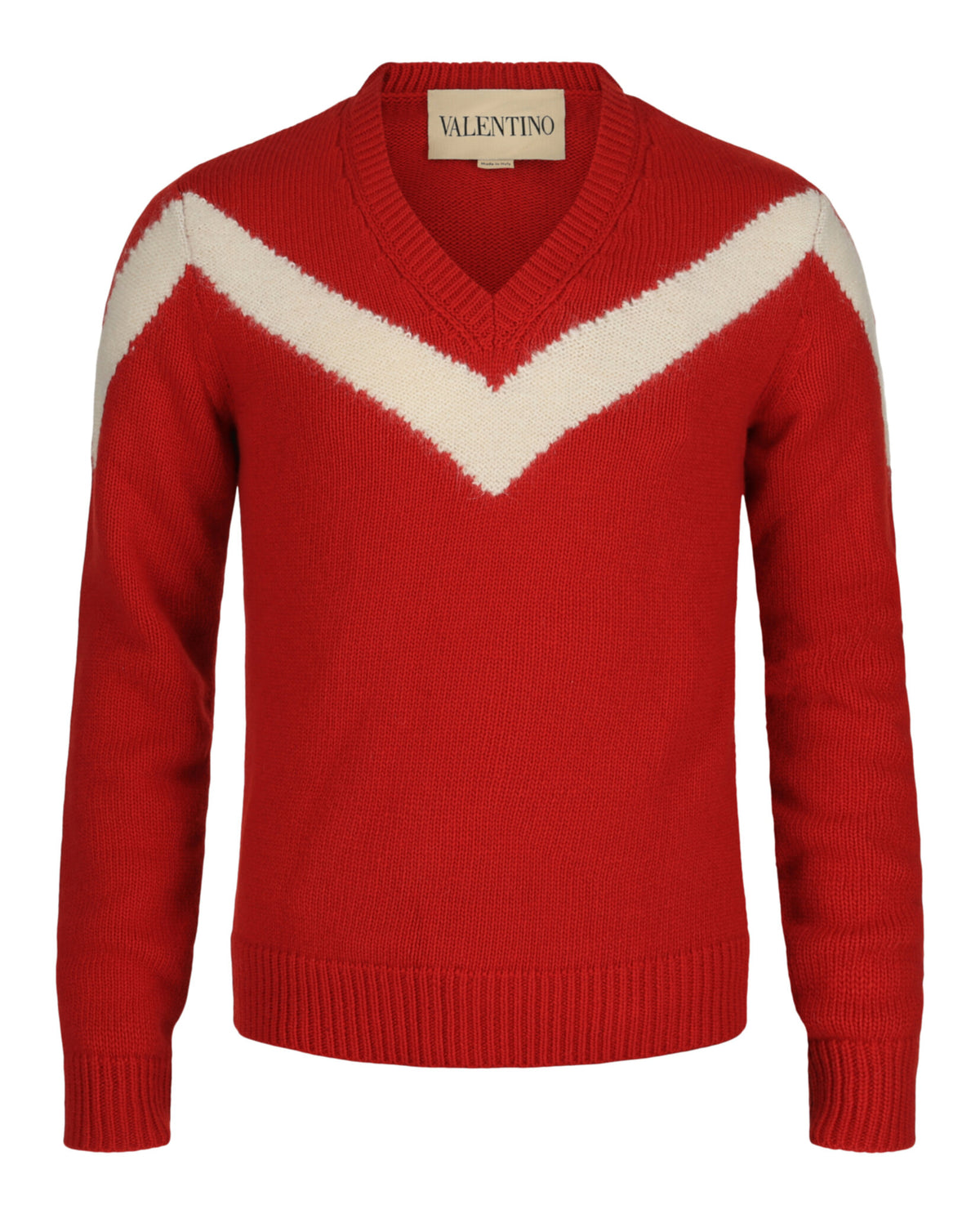 Valentino Valentino Mens Inlaid V Chevron Wool Sweater