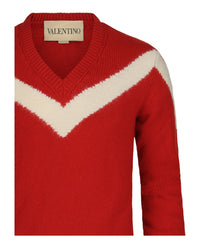 Valentino Valentino Mens Inlaid V Chevron Wool Sweater