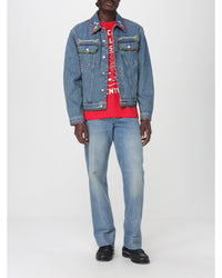 Valentino Embroidered Denim Jacket Men Gnawed Blue