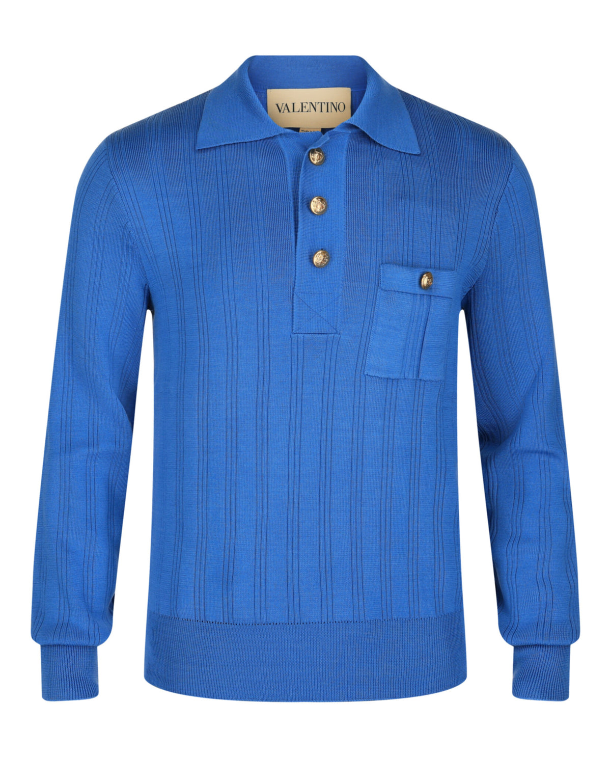 Valentino Valentino Mens Ribbed Knit Cotton Polo Sweater