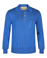 Valentino Valentino Mens Ribbed Knit Cotton Polo Sweater