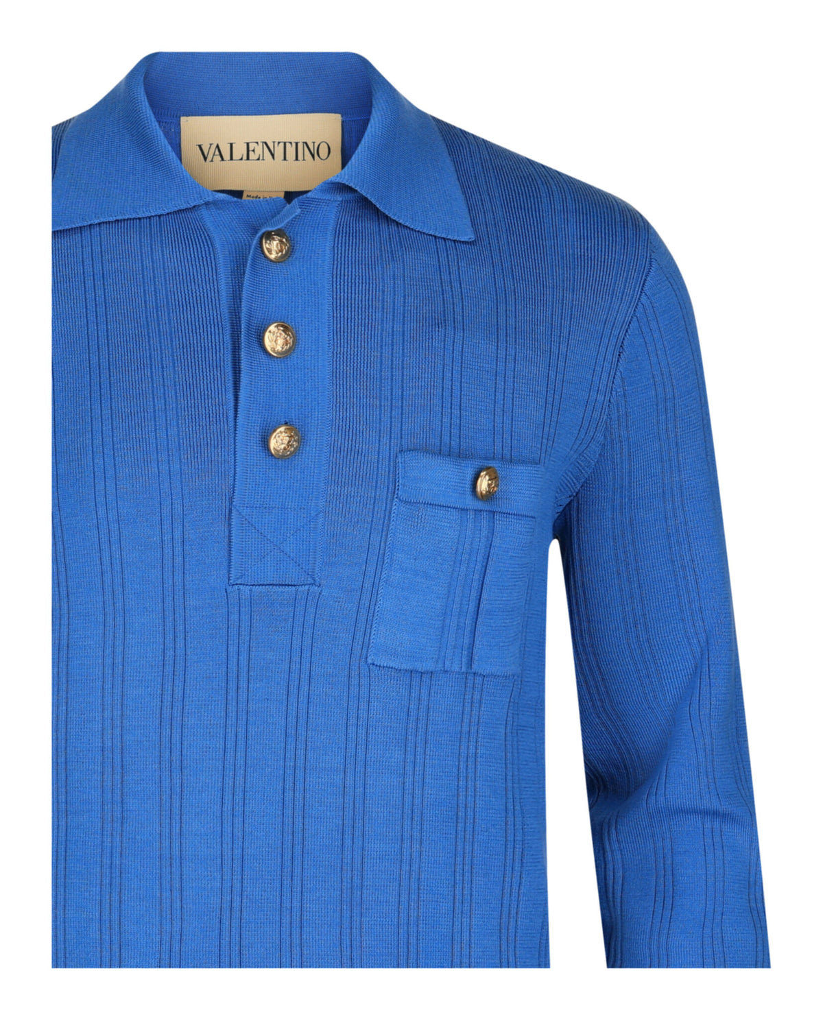 Valentino Valentino Mens Ribbed Knit Cotton Polo Sweater