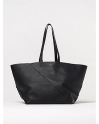 Fendi Leather Tote Bag with Stitch Detail Men Black