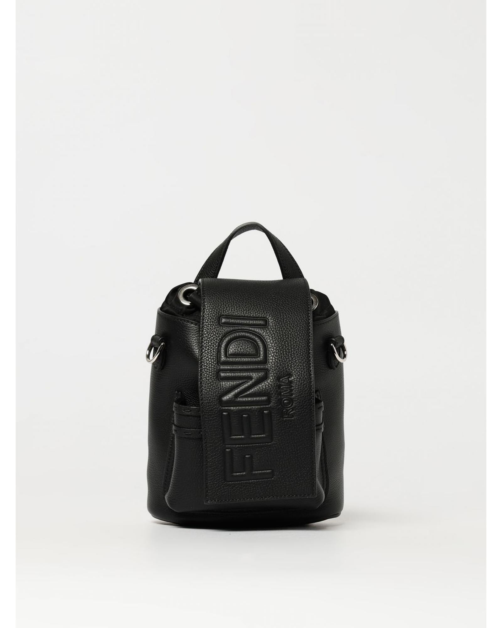 Fendi Mini Backpack Leather Zip Men Black Shoulder Bags