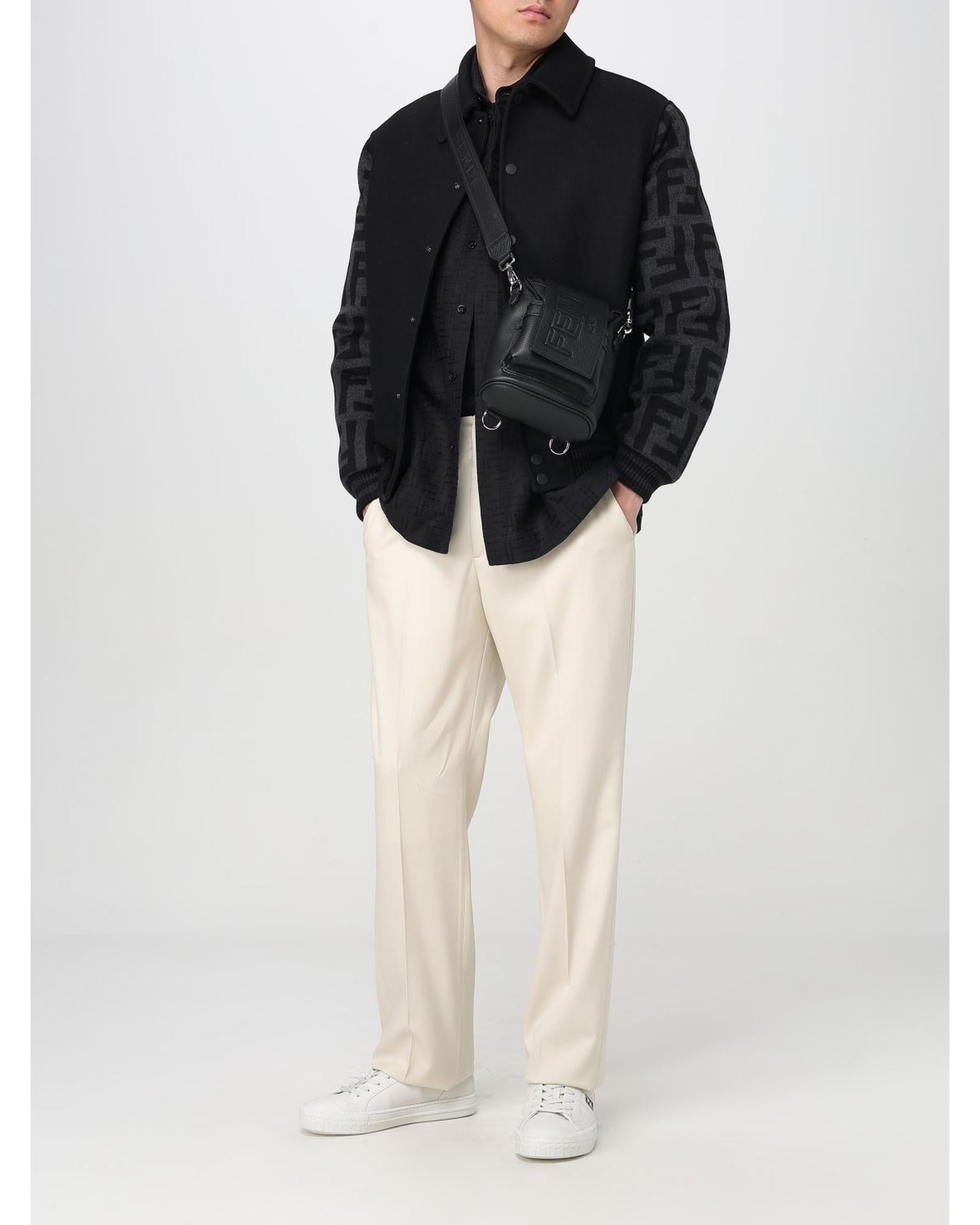 Fendi Mini Backpack Leather Zip Men Black Shoulder Bags