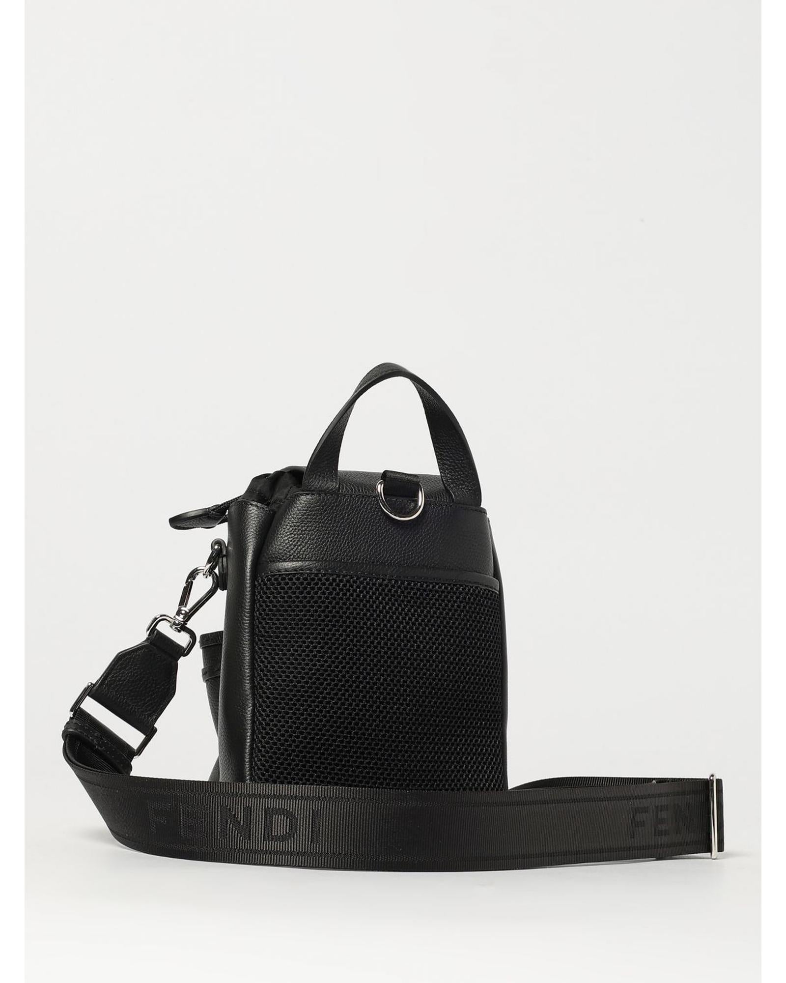 Fendi Mini Backpack Leather Zip Men Black Shoulder Bags