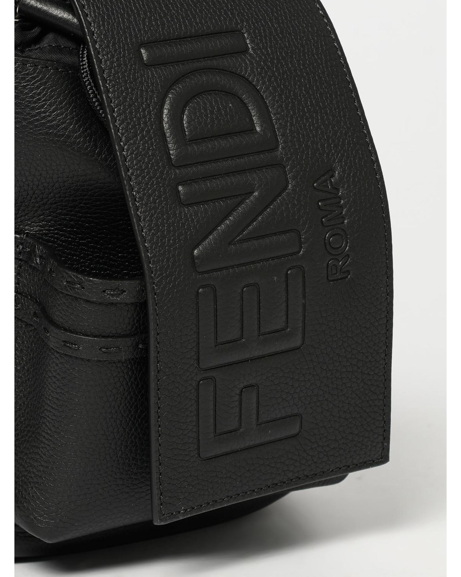 Fendi Mini Backpack Leather Zip Men Black Shoulder Bags