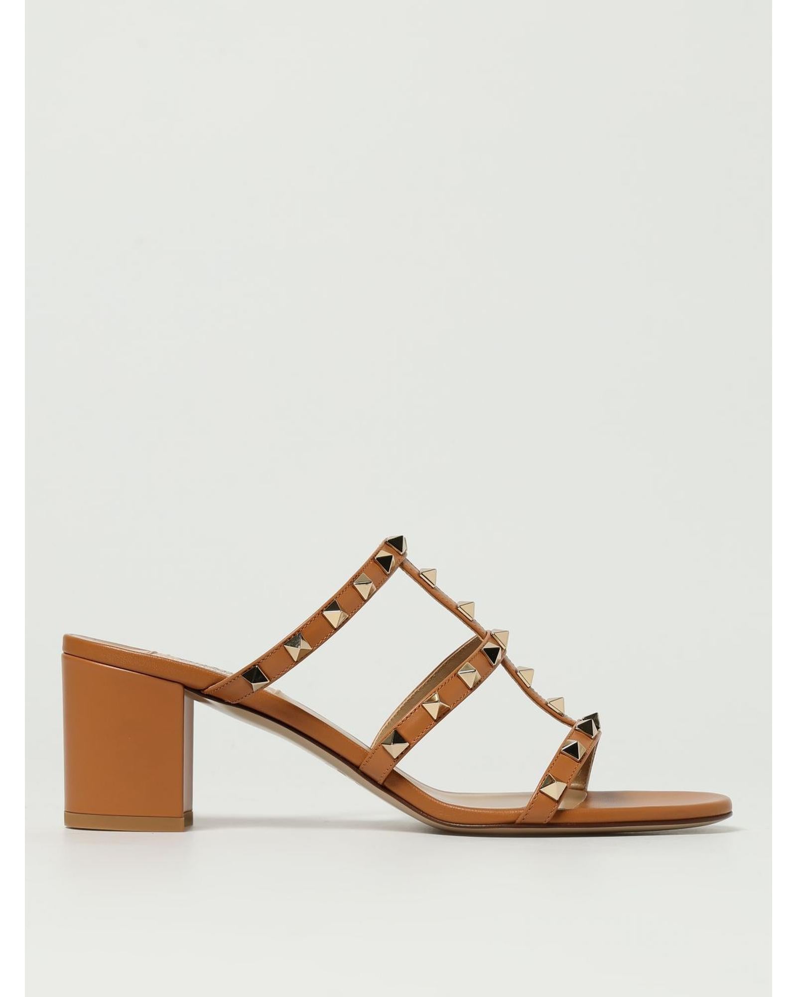 Valentino Garavani Rockstud Mules Heeled Sandal Women Leather